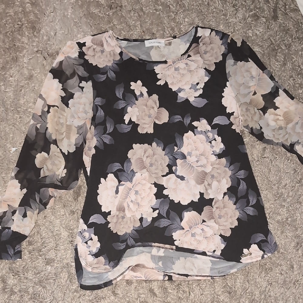 Calvin Klein Cream Graphic Relaxed Blouse